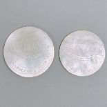 Two Napoleonic Chinese Engraved Mother-of-Pearl Gaming Counters, 1st half 19th century, diameter 1.2