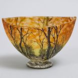 Daum 'Winter' Enameled Cameo Glass Vase, c.1900, 4.5 x 6.9 x 4.7 in — 11.5 x 17.6 x 12 cm