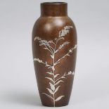 Heinz Art Metal Shop 'Sterling on Bronze' Vase, c.1910, height 12.6 in — 32 cm