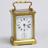 French Carriage Clock with Alarm, Duverdrey and Bloquel, Paris, c.1900, handle up height 5.75 in — 1
