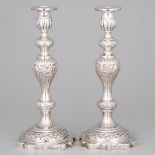 Pair of Eastern European Silver Table Candlesticks, early 20th century, height 11 in — 28 cm (2 Piec
