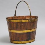 Georgian Brass Bound Oak Oval Peat Bucket, c.1800, 11.75 x 15 in — 29.8 x 38.1 cm