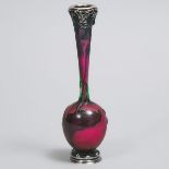 Daum Silver Mounted Lily of the Valley Cameo Glass Vase, c.1900, height 8 in — 20.2 cm
