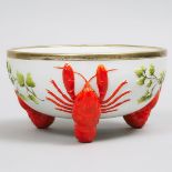 German Silvered Metal Mounted Porcelain Lobster Salad Bowl, early 20th century, height 4.5 in — 11.3