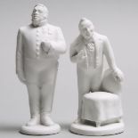 Two Russian Parian Porcelain Character Figures, from Gogol's 'Dead Souls', early 20th century, heigh