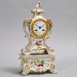 French Rococo Style Porcelain Mantle Clock, 19th/early 20th century, height 14.25 in — 36.2 cm