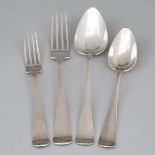 Dutch Silver Hanoverian Pattern Flatware Service, J.M. Van Kempen & Son, The Hague, c.1904-08 (40 Pi