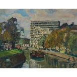 Otto Antoine (1865-1951), BERLIN CANAL SCENE, 1937, Oil on masonite; signed and dated "37" lower lef