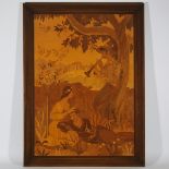 Large French Romantic Marquetry Picture by Pierre Rosenauc. c.1900, 53.25 x 39.75 in — 135.3 x 101 c