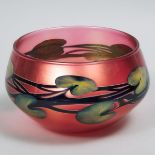 Charles Lotton (American, b.1935), Iridescent 'Leaf and Vine' Glass Bowl, dated 1986, height 5.4 in