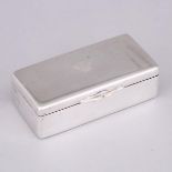 German Silver Rectangular Stamp Box, Bruckmann & Söhne, Heilbronn, early 20th century, length 3 in —