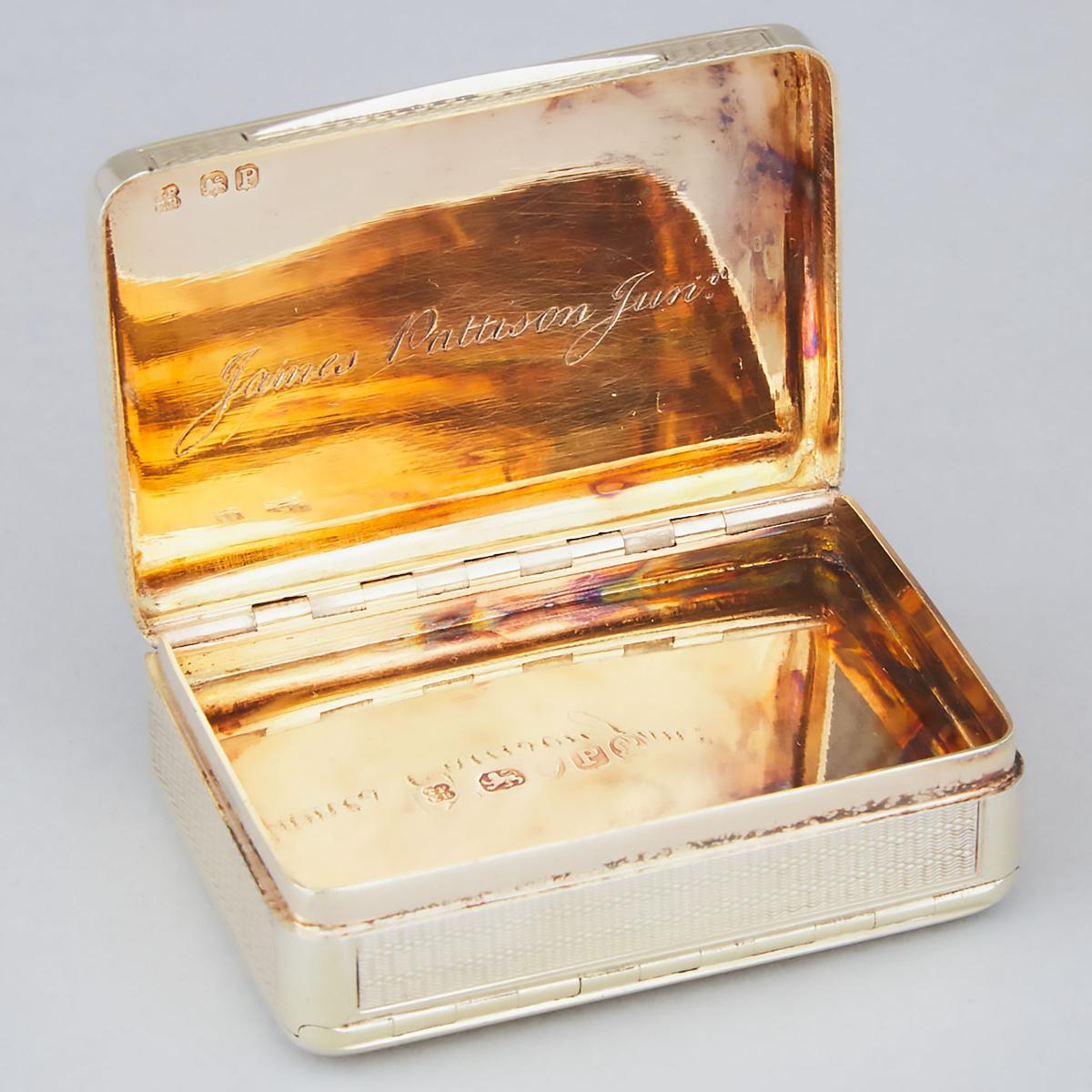 George III Silver-Gilt Two-Compartment Rectangular Snuff Box, Thomas Phipps & Edward Robinson, Londo - Image 2 of 4