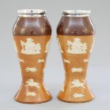 Pair of Royal Doulton Sprigged Stoneware Vases, c.1918, height 7.7 in — 19.5 cm (2 Pieces)