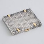 French Silver and Yellow Gold Rectangular Compact, 20th century, 0.4 x 3.1 x 2.6 in — 1 x 8 x 6.7 cm