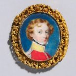 Continental School Portrait Miniature of a Young Officer, c.1800, 1.89 x 1.75 in — 4.8 x 4.4 cm