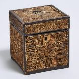 George III Paper Filigree Tea Caddy, late 18th century, 4.7 x 4.1 x 4.1 in — 12 x 10.3 x 10.3 cm