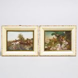 Pair of French Miniature Paintings, early 20th century, 5.5 x 6.5 in — 14 x 16.5 cm