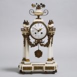 French Ormolu Mounted White Marble Mantle Clock, c.1900, height 17.5 in — 44.5 cm