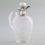 Late Victorian Silver Mounted Cut Glass Carafe, W. & G. Neal, London, 1898, height 8.3 in — 21 cm