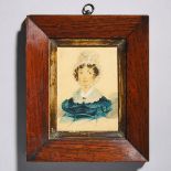 British School Portrait Miniature of a Young Lady, c.1850, 6.4 x 5.4 in — 16.3 x 13.7 cm