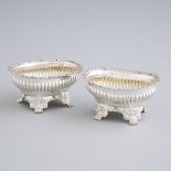 Pair of Edwardian Silver Oval Salt Cellars, George Nathan & Ridley Hayes, Chester, 1910, length 3.9