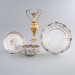 Group of Italian Silver, 20th century, vase height 11.9 in — 30.3 cm (4 Pieces)