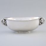 Danish Silver Two-Handled Oval Bowl, #650, Harald Nielsen for Georg Jensen, Copenhagen, c.1948, leng