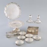 Group of North American and English Silver, 20th century, waiter diameter 8.1 in — 20.7 cm (12 Piece