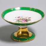 Paris Porcelain Apple Green Ground Floral and Gilt Decorated Comport, 19th century, height 4.8 in —