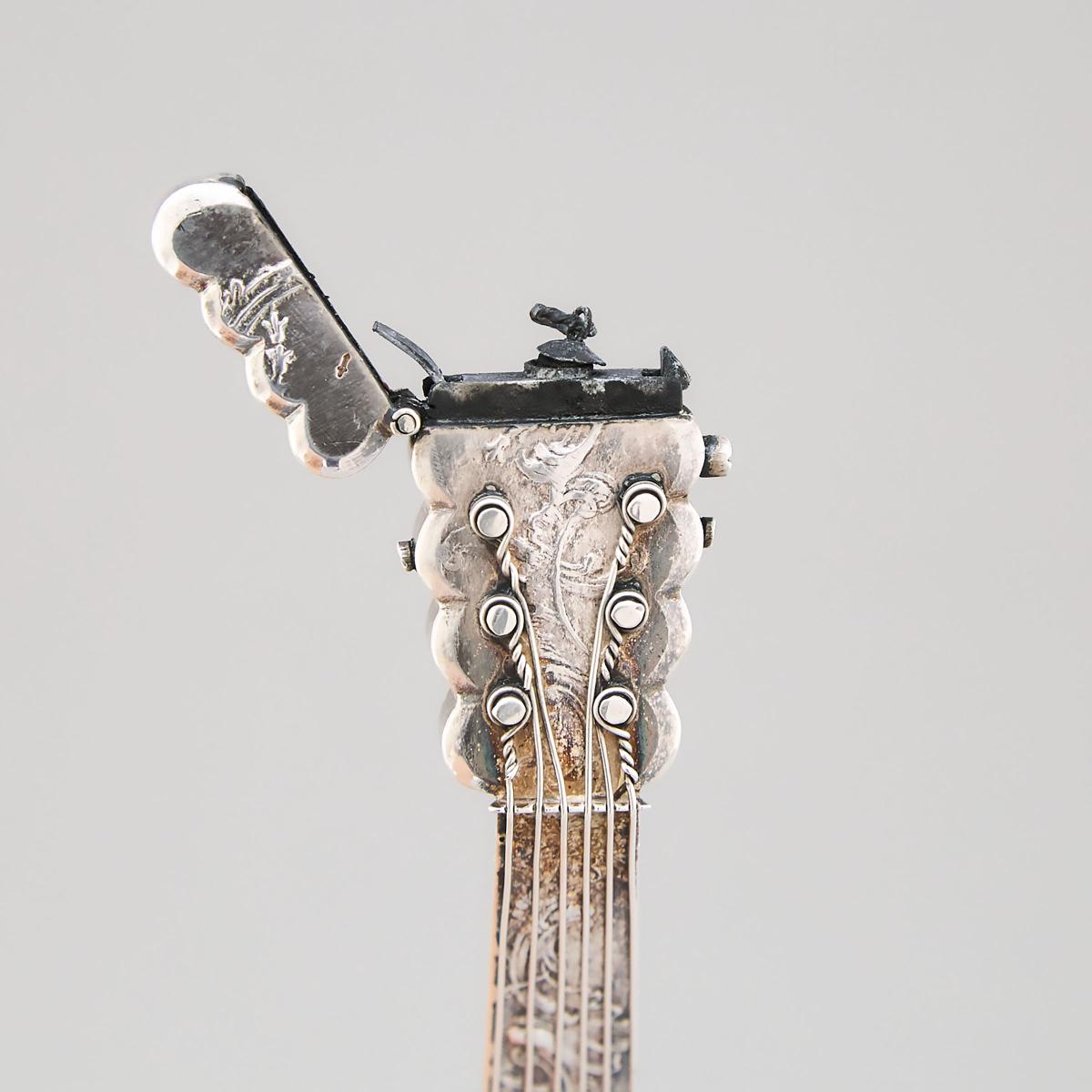 Dutch Silver Mandolin-Form Perfume Bottle, c.1900, length 6.9 in — 17.4 cm - Image 3 of 3