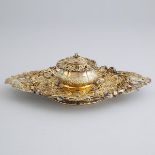 Continental Assembled 'Jewelled' Silver-Gilt Inkstand, probably German, 19th century, length 14.2 in