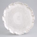 English Silver Shaped Circular Waiter, Charles S. Green & Co., Birmingham, 1928, diameter 12 in — 30