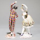 Pair of Samson Figures of Harlequin and Columbine, late 19th century, height 8.5 in — 21.5 cm (2 Pie