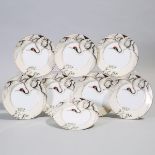 Eight Fitz and Floyd 'Crane with Pine' Dessert Plates, c.1990, diameter 7.6 in — 19.2 cm (8 Pieces)