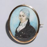 French School Portrait Miniature of a Gentleman, c.1830, 3 x 2.5 in — 7.7 x 6.4 cm