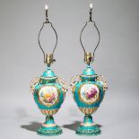 Pair of 'Sèvres' Covered Vases, late 19th century, overall height 30 in — 76 cm (2 Pieces)