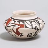 Joy Navasie, 'Frog Woman' (American, b.1919), HOPI-TEWA PUEBLO COILED KAOLIN POTTERY JAR, 1977, heig