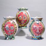 Nicole De Brabandere (Canadian), 'Self-Portrait as a Slot Machine' Three Large Maiolica Jars, 2007,