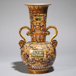 Italian Maiolica Two-Handled Vase, c.1900, height 19.3 in — 49 cm