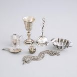 Group of English, Continental and Canadian Silver, 19th century, bell height 4.5 in — 11.4 cm (7 Pie