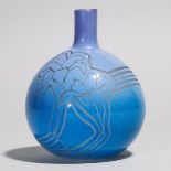 Ruth Thiessen (American), Blue Cut Glass Vase, 1980, height 6.7 in — 17 cm