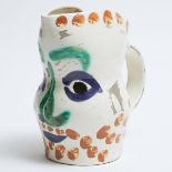 ‘Visage aux Points’, Pablo Picasso (1881-1973), Ceramic Jug, 93/350, c.1969, height 11.1 in — 28.3 c