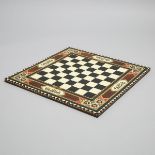 Turko-Persian Inlaid Mixed Wood Folding Chess Board, mid-late 20th century, 17.75 x 17.75 in — 45.1