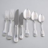 French Silver Plated ‘Cluny’ Pattern Flatware Service, Christofle, 20th century (64 Pieces)