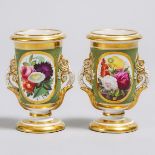 Pair of Ridgway Matt Green and Gilt Ground Spill Vases, c.1825, height 5.2 in — 13.2 cm (2 Pieces)