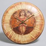 Brooklin Pottery Wall Clock, Theo and Susan Harlander, c.1975, diameter 11.3 in — 28.8 cm