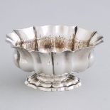 Continental Silver Small Oval Lobed Footed Bowl, probably German, early 19th century, length 4.5 in