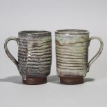 Two Deichmann Glazed Stoneware Mugs, Kjeld & Erica Deichmann, mid-20th century, height 4.9 in — 12.5