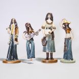 Lorraine Herman (Canadian), Four 'Flower Girl' Figures, c.1966, largest height 10.2 in — 26 cm (4 Pi