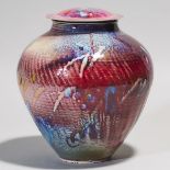 Kayo O'Young (Canadian, b.1950), Purple and Blue Glazed Covered Jar, 1993, height 12.1 in — 30.7 cm